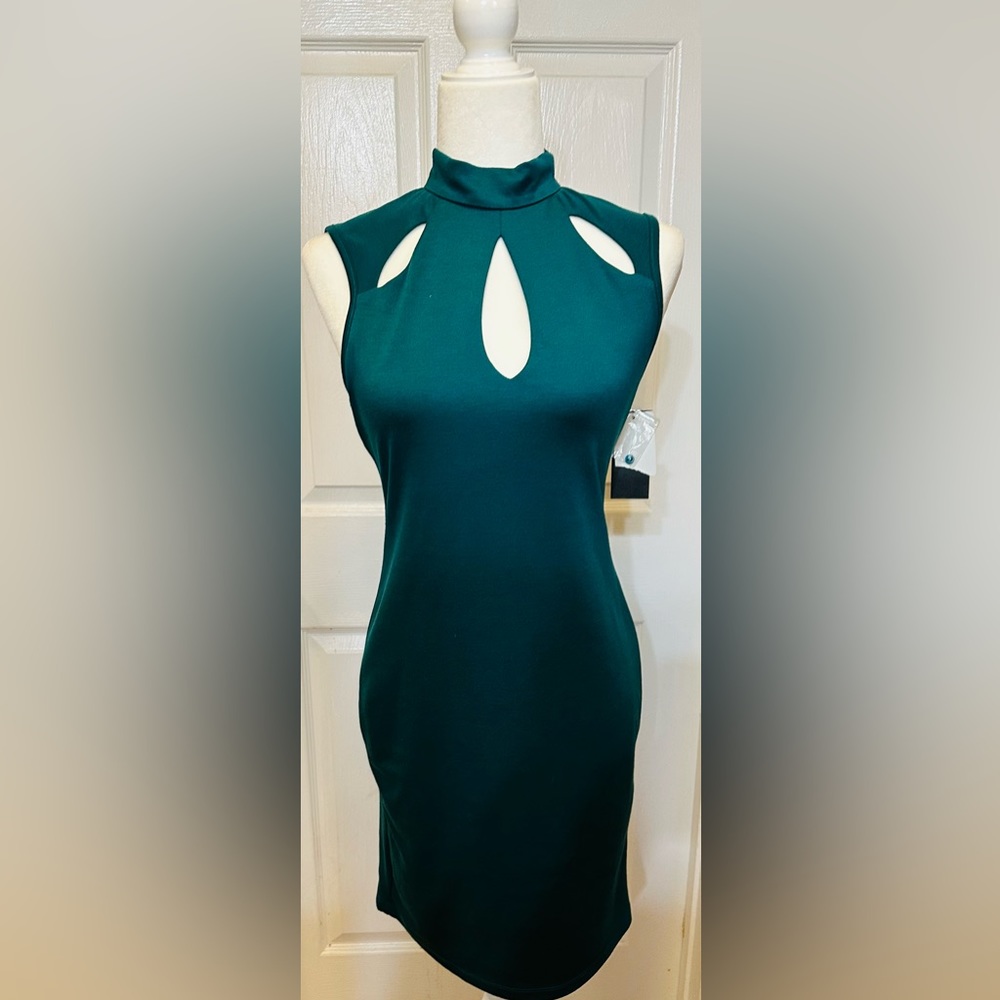 Free Press Dress Slimline Teal Green  Sleeveless Knee Length Cut Out Size Small